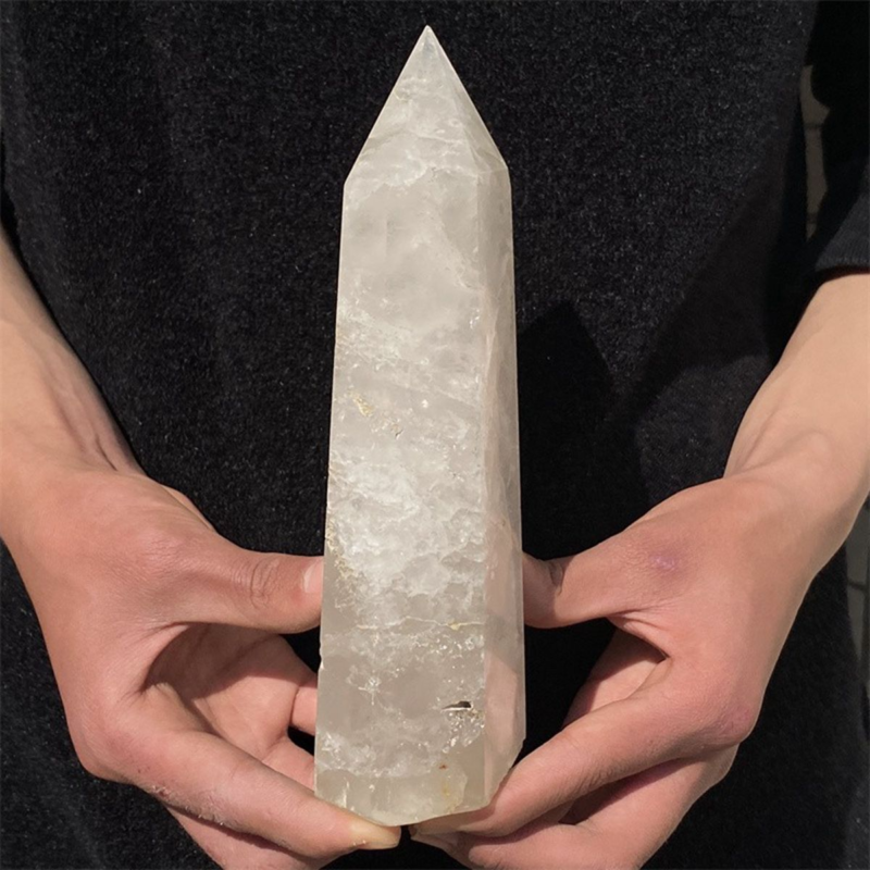 950gNatural  White Quartz Obelisk Crystal Wand Point Healing Mineral Stone