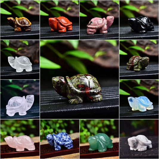 Natural Quartz Crystal Longevity Chakra Healing Stone Carved Turtle Animal Reiki