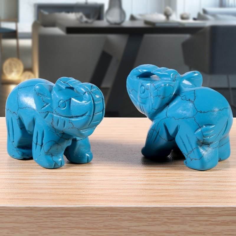 Natural Quartz Crystal Skull Carved Elephant Healing Gemstone Animal Sculpture