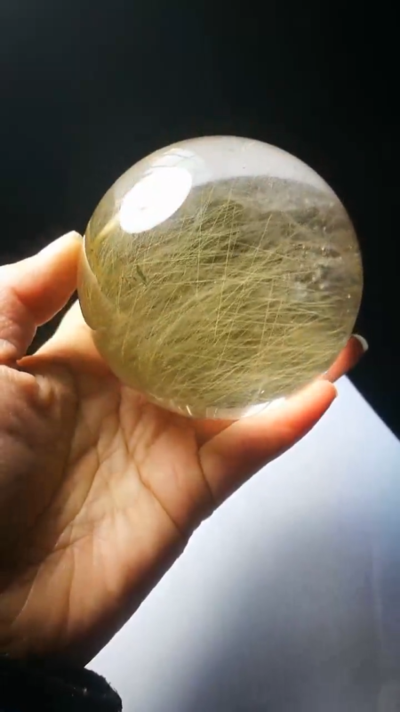 Museum Collection Tibetan High Altitude Gold Rutilated Ball Sphere Orb Gem 3.18'