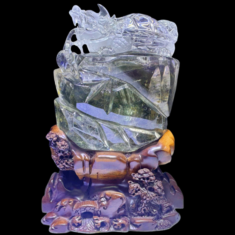 27.7LB Top Natural Ghost Phantom Dragon Turtle Carved Quartz Crystal Skull Reiki