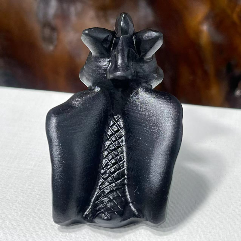 2" Natural obsidian quartz hand carved crystal animal skull reiki healing 1pc