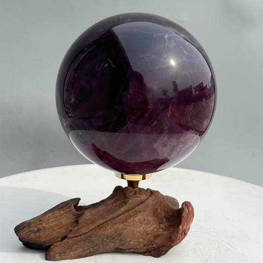 580g Natural Fluorite ball Colorful Quartz Crystal Gemstone Healing + Stand