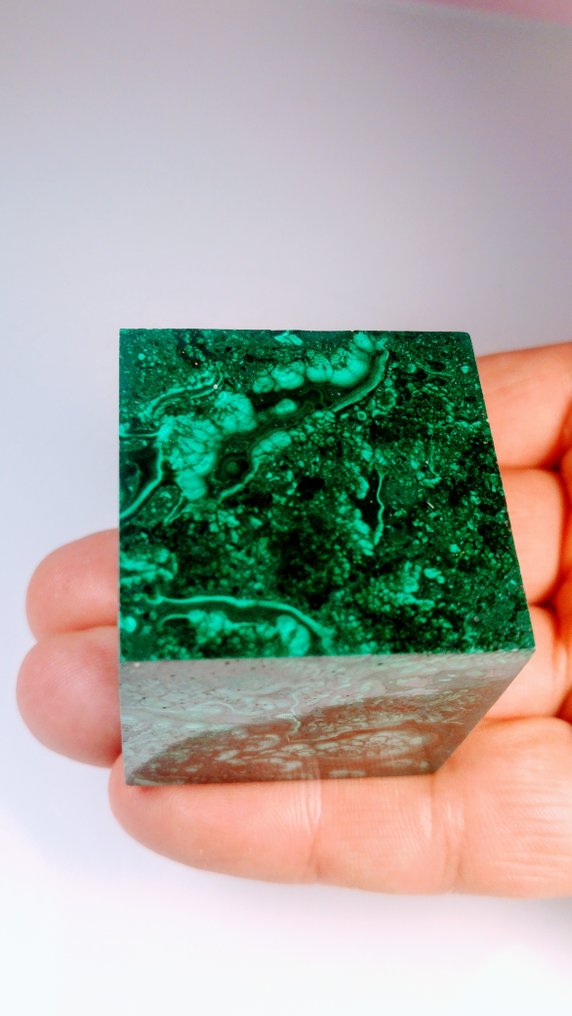 Malachite Cube - Height: 41 mm - Width: 41 mm- 220g