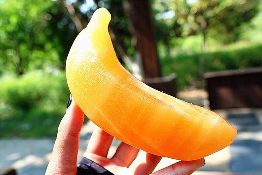 5.7" Natural Geode Stone Carved Banana Reiki Crystal Skull Decor Crystal Gift 1x