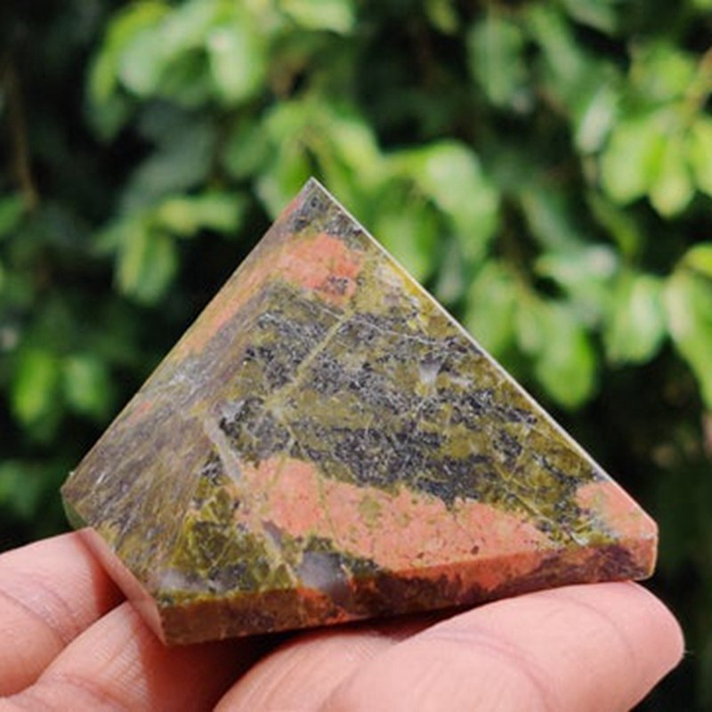 Natural Unakite Epidote Pyramid Quartz Crystal Gems Healing Energy Tower Decor