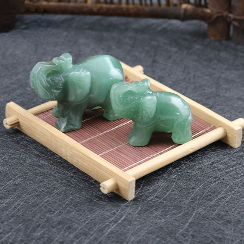 Natural Quartz Baby Elephant Stone Crystal Healing Carved Gemstone Animal Decor