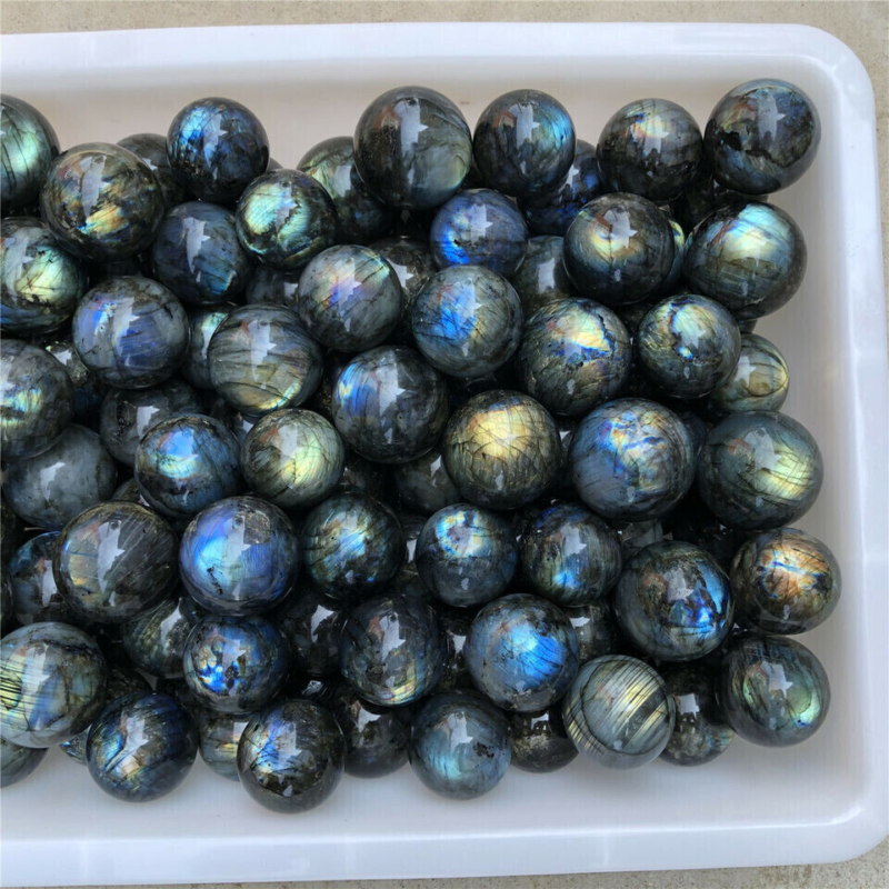 60mm Natural Labradorite Quartz Sphere Crystal Ball Rainbow Reiki Energy Healing