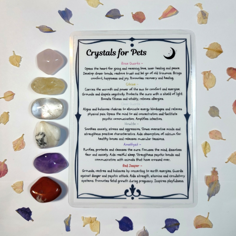 Crystals for Pets and Animals Quartz Howlite Amethyst Rose Quartz Citrine Jasper