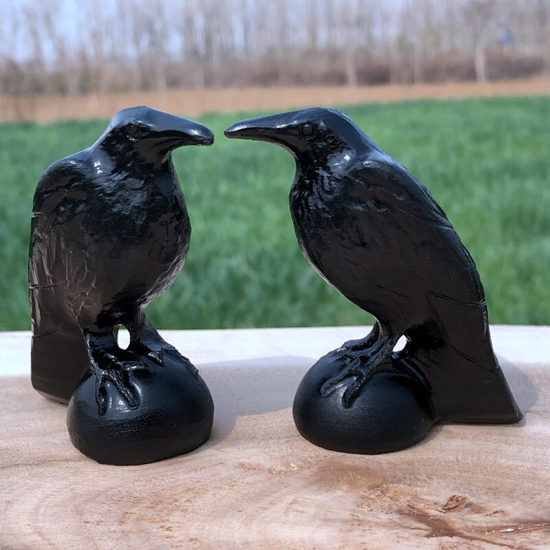 Natural obsidian crystal hand carved Raven skull Quartz reiki Decoration 1pc