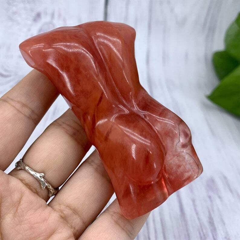 1PC Red melting stone Male Models Crystal Decoration Reiki Heal Collection gift