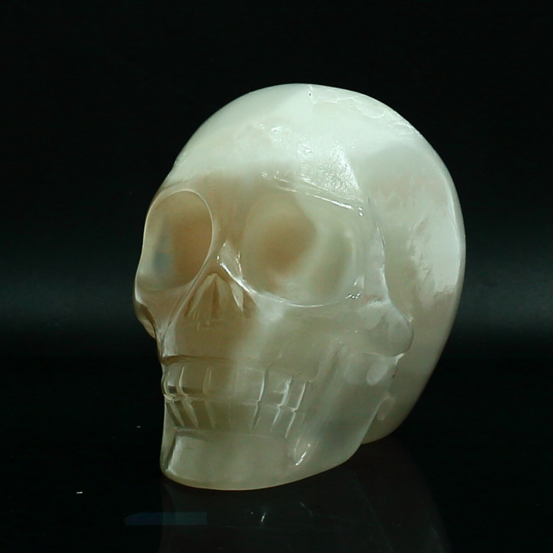 1070g Natural White Selenite Hand Carved Crystal Skull Quartz Meditation Medium