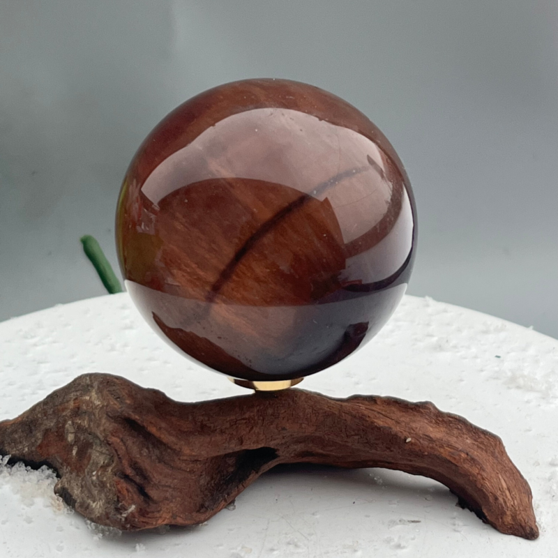 339 Ke Natural Fluorite Ball Colorful Quartz Crystal Gem Repair + Bracket