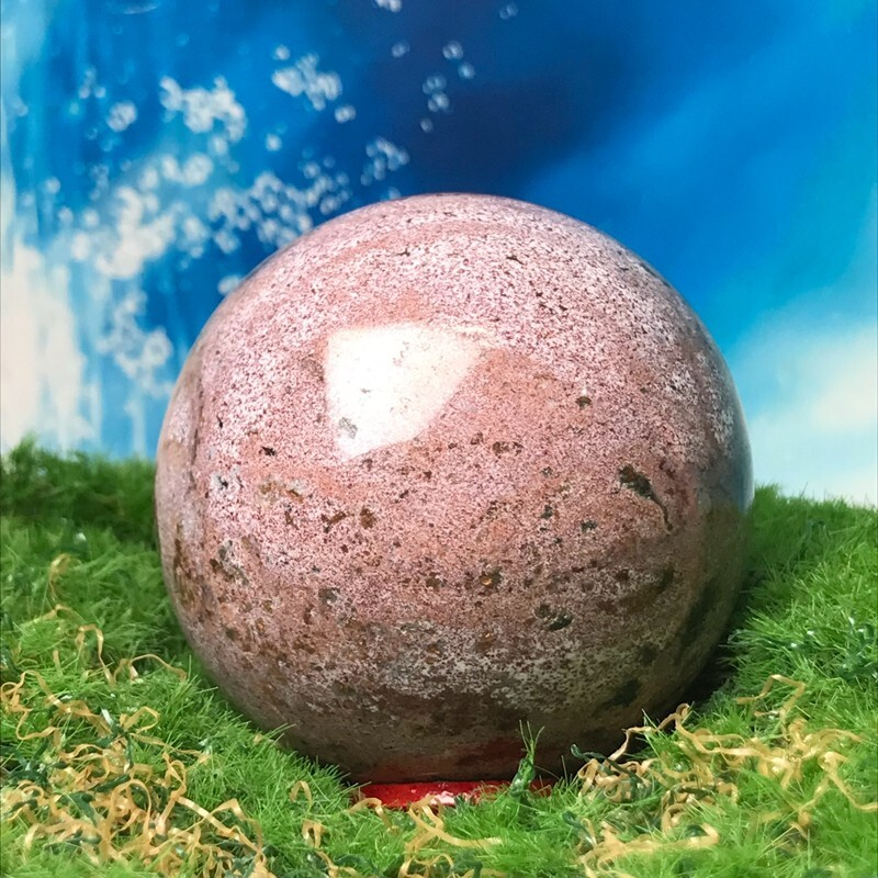 262GNatural Marine Jasper Quartz Ball Crystal Ball Mineral Sample Restoration