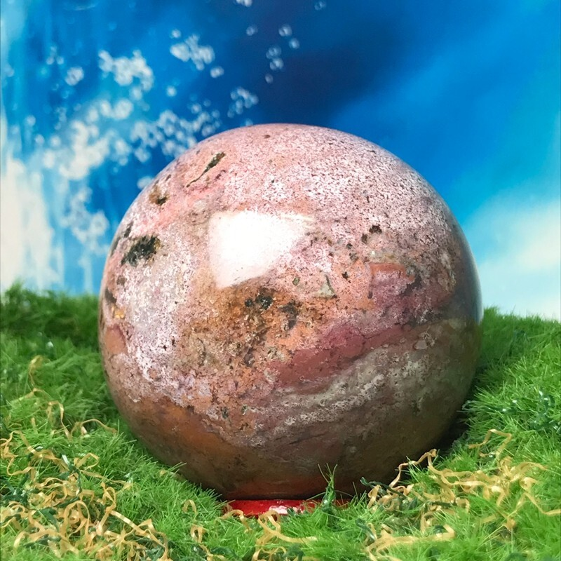 262GNatural Marine Jasper Quartz Ball Crystal Ball Mineral Sample Restoration