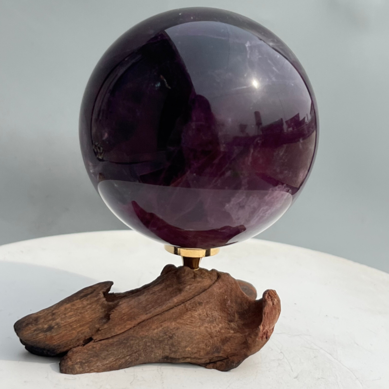 580g Natural Fluorite ball Colorful Quartz Crystal Gemstone Healing + Stand