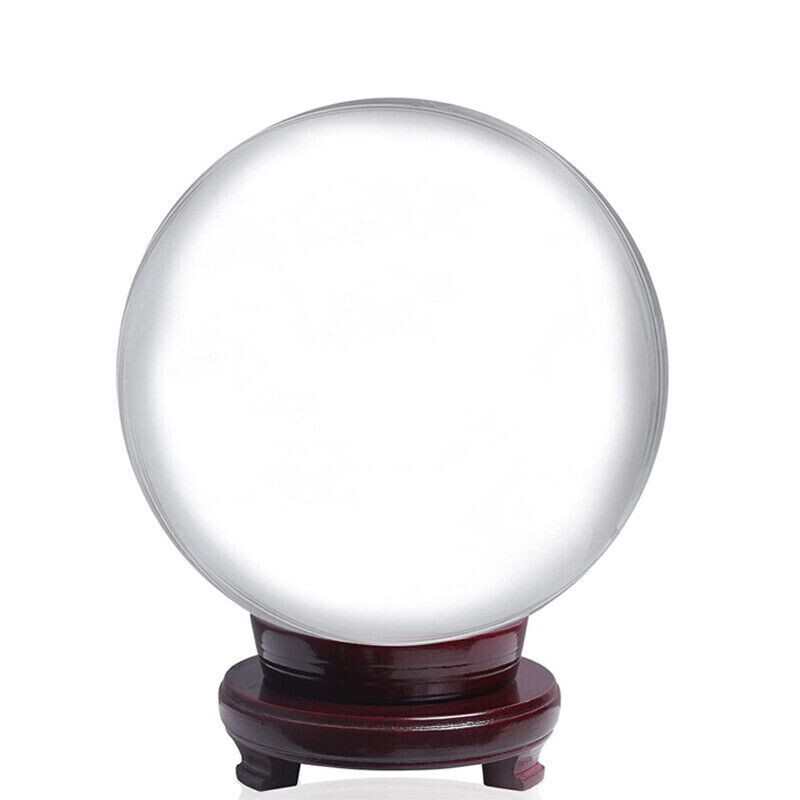LONGWIN 200MM Clear Crystal Ball 7.87Inch Glass Sphere Photo Prop Free Stand