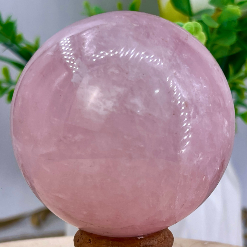 352G Natural Crystal Pink Rose Chakra Quartz Sphere healing ball Specimen