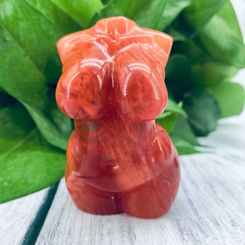 1pc Red Melting Stone Plumpy Goddess Crystal Carving Decoration Collection Heal