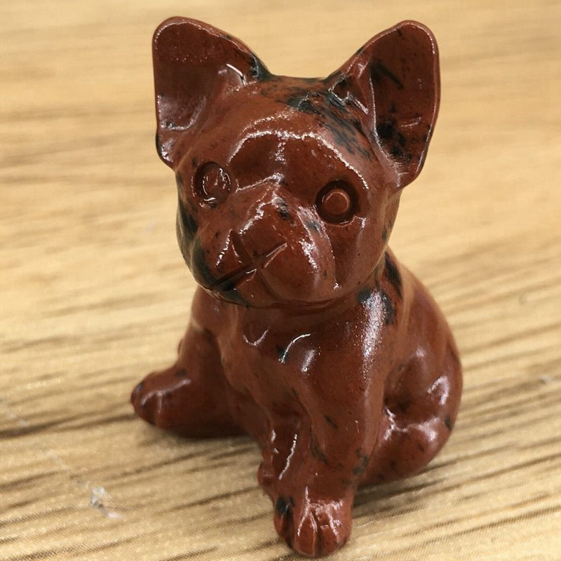 3cm Natural Quartz Crystal Carved Rough Stone French Bulldog Energy Animal Decor