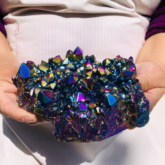 2.31LB Color Flame Aura Electroplate Quartz Crystal Specimen Healing point 477
