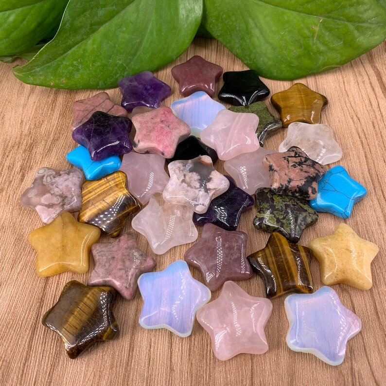 Mix Material Crystal Star Carving Pendants Collection Reiki Heal Wholesale Gift