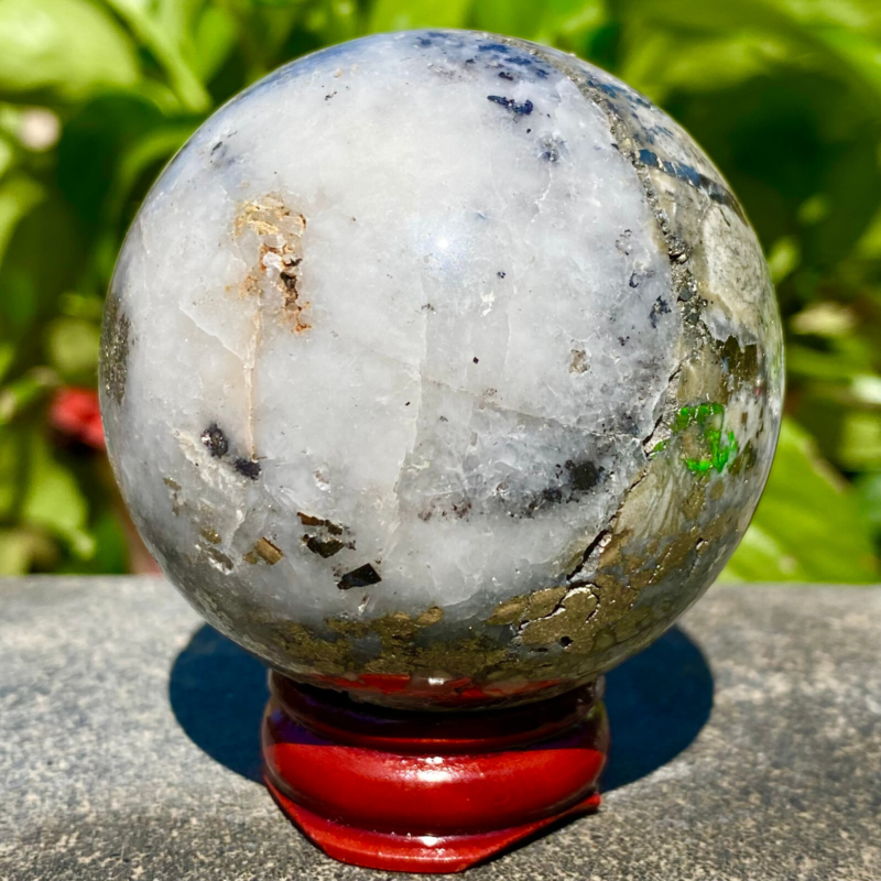 291G Natural Chalcopyrite Quartz Crystal Ball Energy Reiki Healing