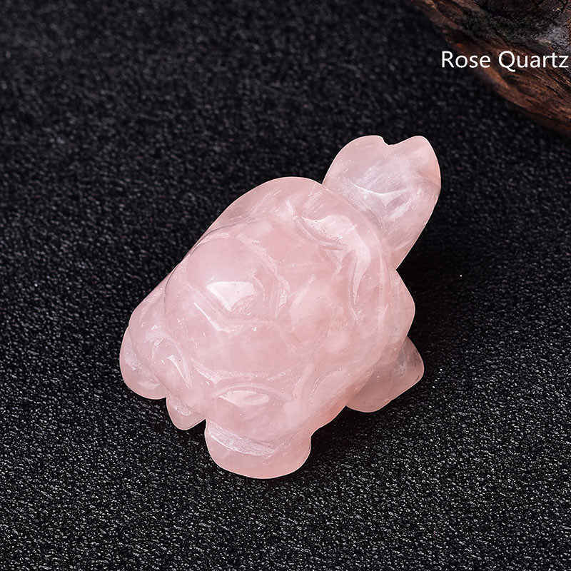 5x Natural Rose Quartz Carved Longevity Tortoise Crystal Animal Turtle Ornaments