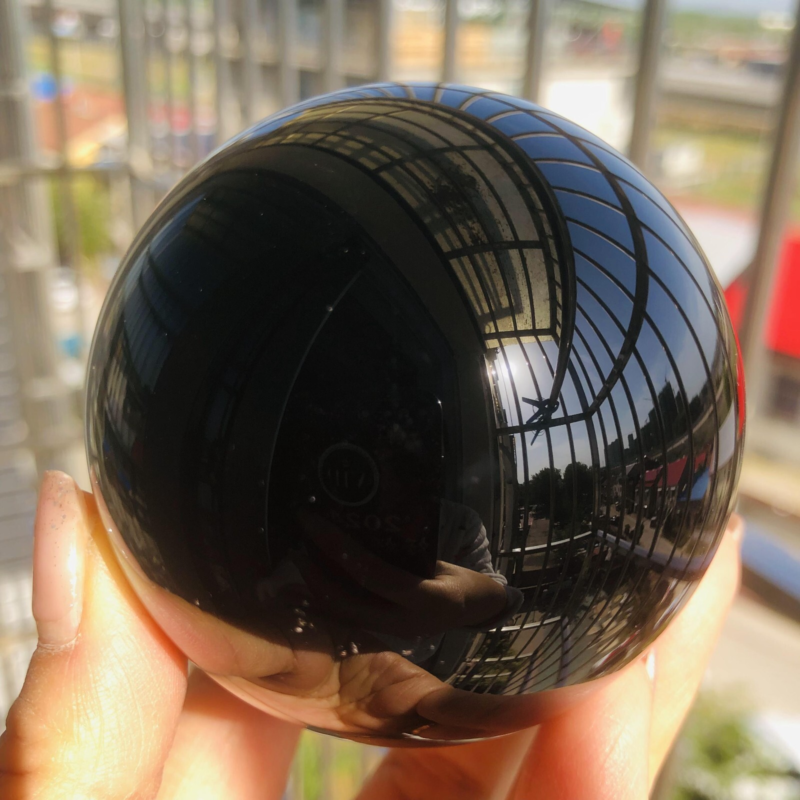 425G Natural obsidian crystal energy ball  D659