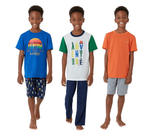 Eddie Bauer Kids Comfy 6 pc Pajama Set Orange Boy's Sz S 7/8 NWT