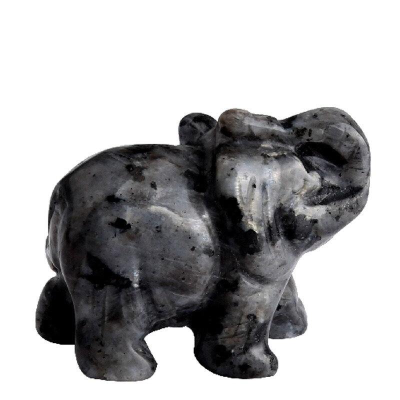 Natural Quartz Baby Elephant Stone Crystal Healing Carved Gemstone Animal Decor