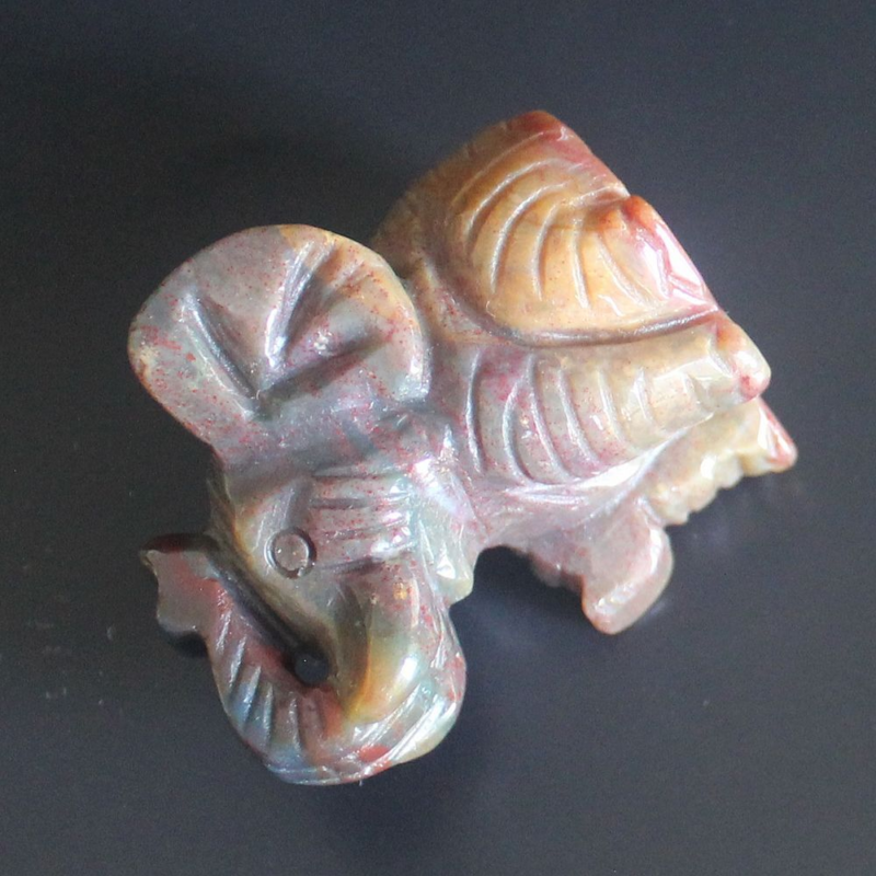 Carved gemstone crystal sitting elephant figurine animal carving home decor 2''