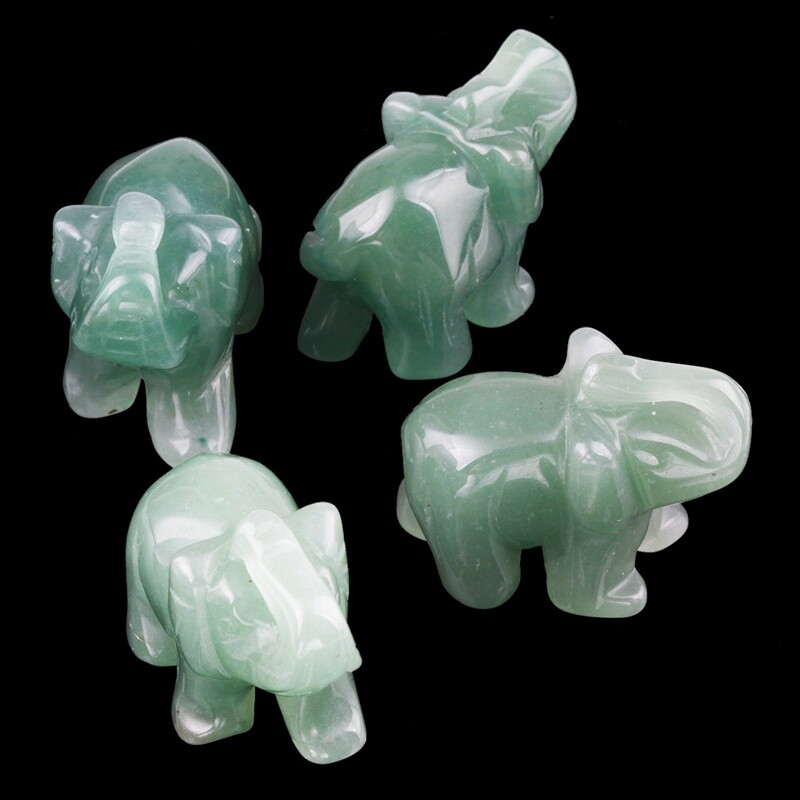 Natural Quartz Baby Elephant Stone Crystal Healing Carved Gemstone Animal Decor