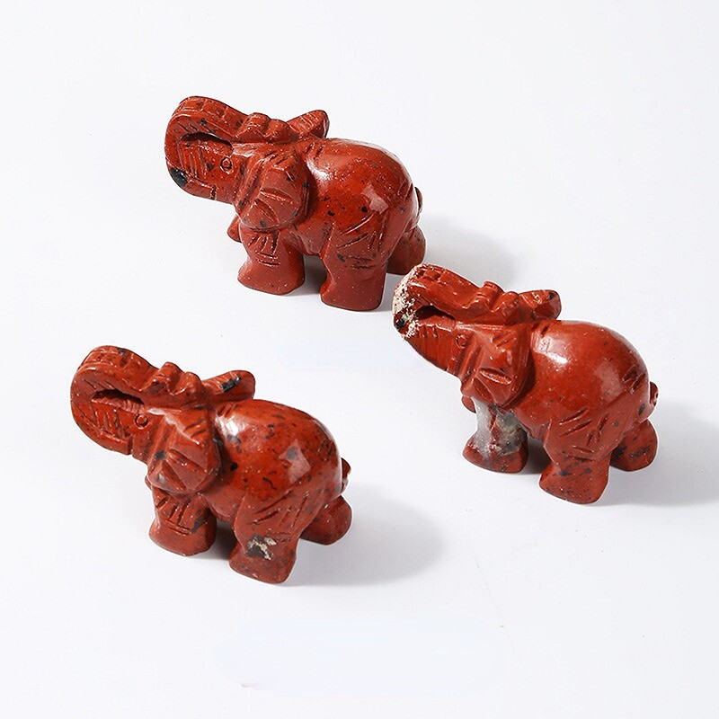 Natural Quartz Baby Elephant Stone Crystal Healing Carved Gemstone Animal Decor