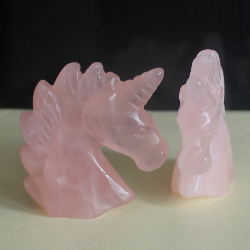 HLbshi Hand Carved Mixed Gemstone quartz crystal Unicorn animal Figurine Carving
