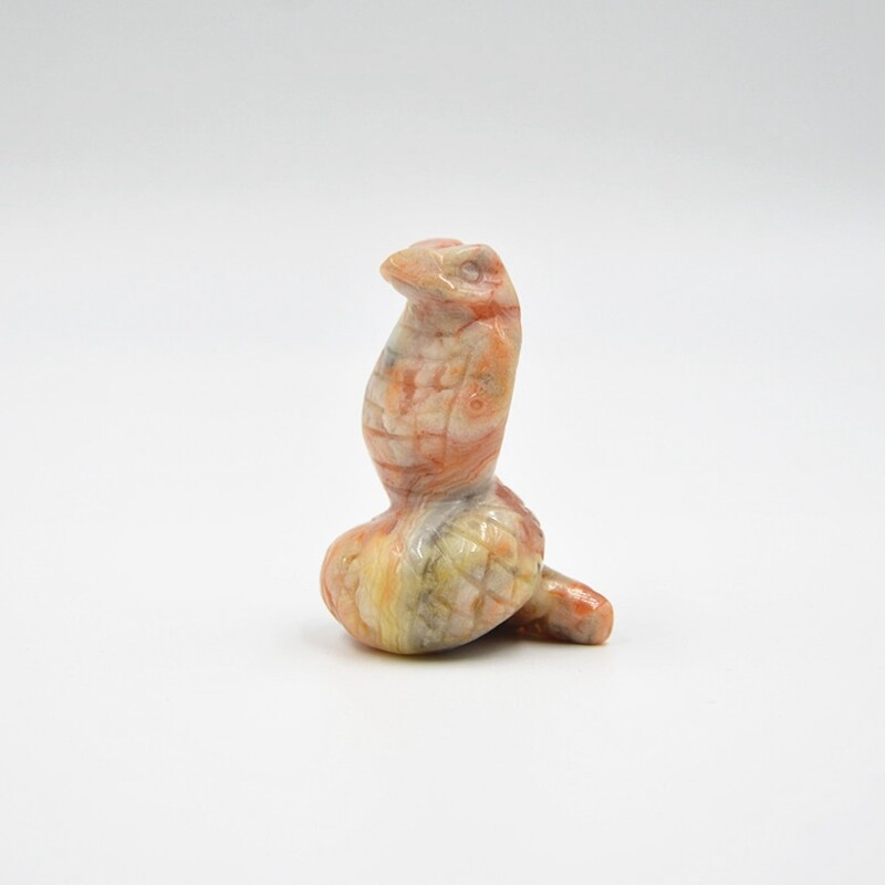 Natural Quartz Crystal Carved Snake Viper Healing Stone Cobra Animal Decor Reiki