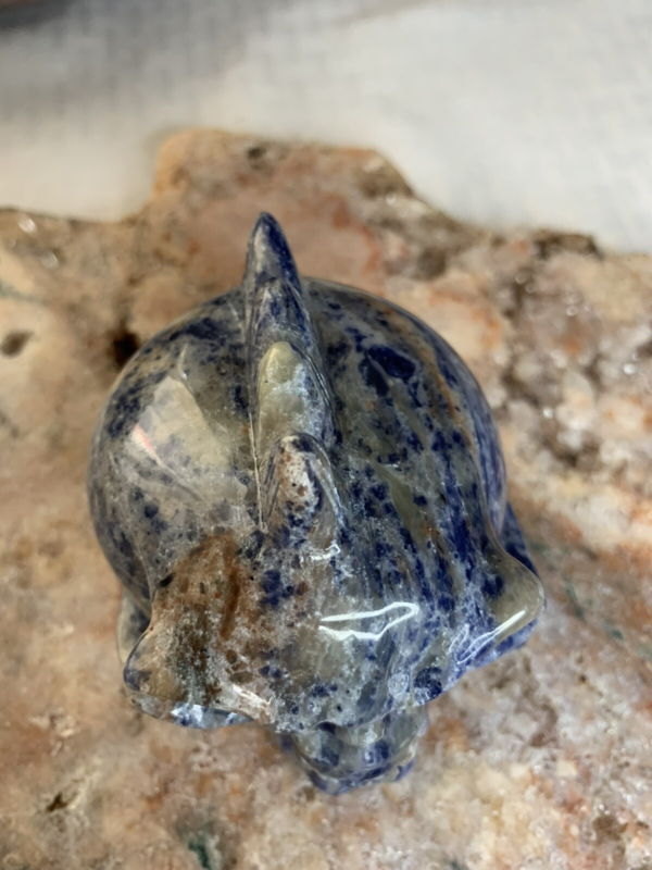 Lapis Lazuli Skull With Mohawk 472g 3 1/2” Carving