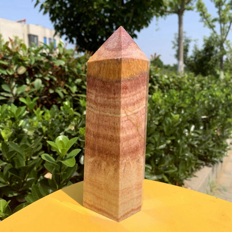 1084g Natural Pork Stone Quartz Obelisk Crystal Wand Point Tower Reiki Healing