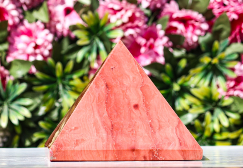 190MM Pink Bustamite Crystal Healing Chakra Energy Power Reiki Stone Pyramid