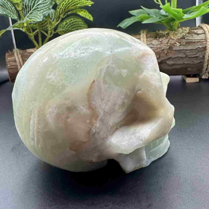 1545g natural Caribbean calcite hand carved skull quartz crystal healing decor
