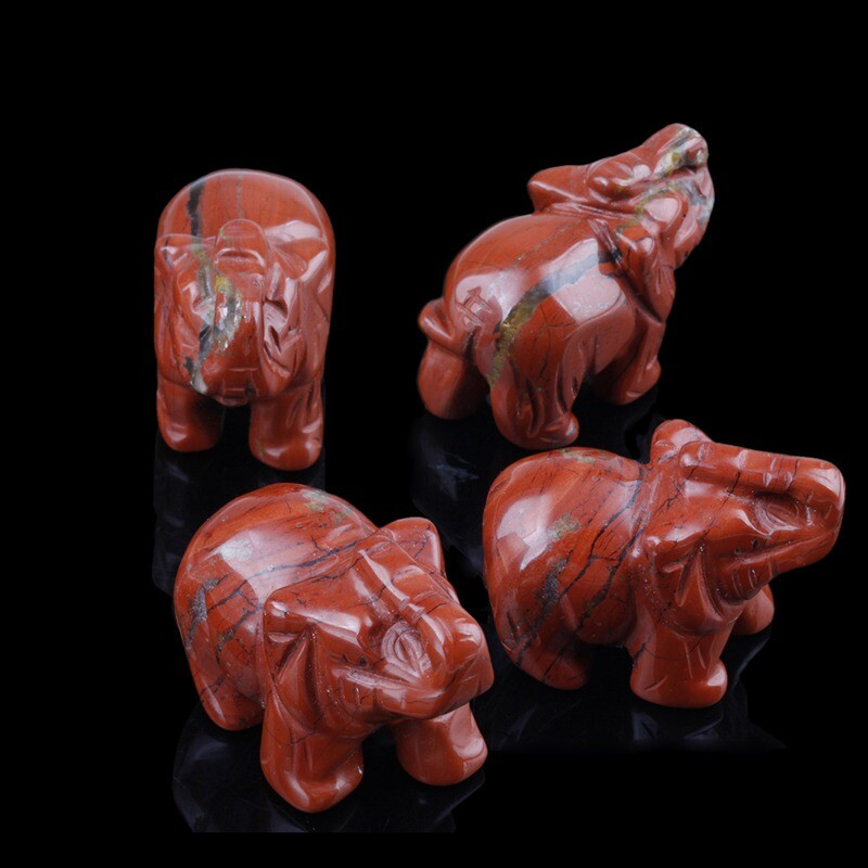 Natural Quartz Baby Elephant Stone Crystal Healing Carved Gemstone Animal Decor