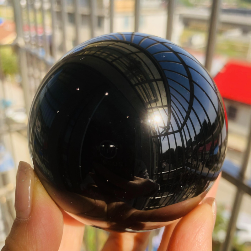 425G Natural obsidian crystal energy ball  D659