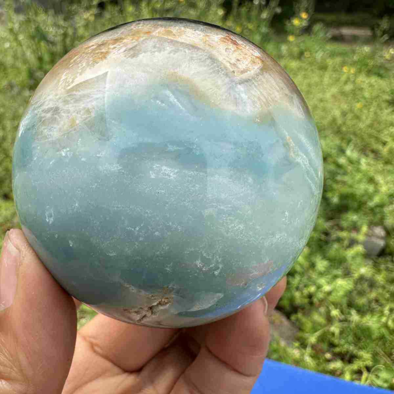 375g Natural Amazonite Quartz Sphere Crystal Polished Ball Reiki Healing Decor