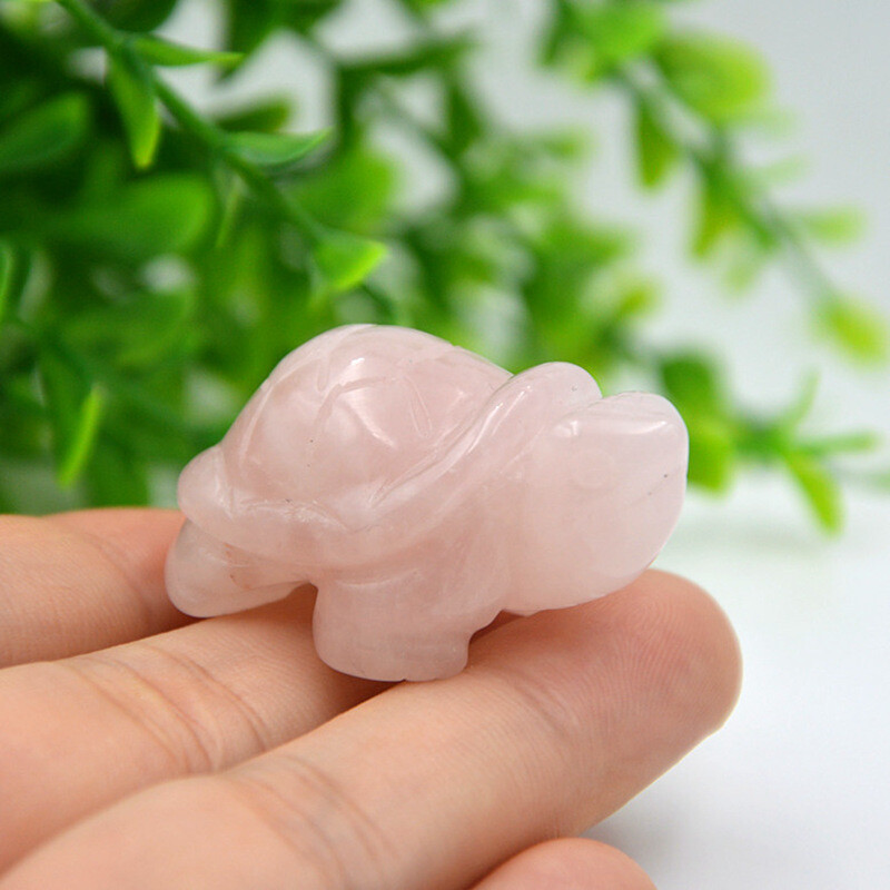 5x Natural Rose Quartz Carved Longevity Tortoise Crystal Animal Turtle Ornaments