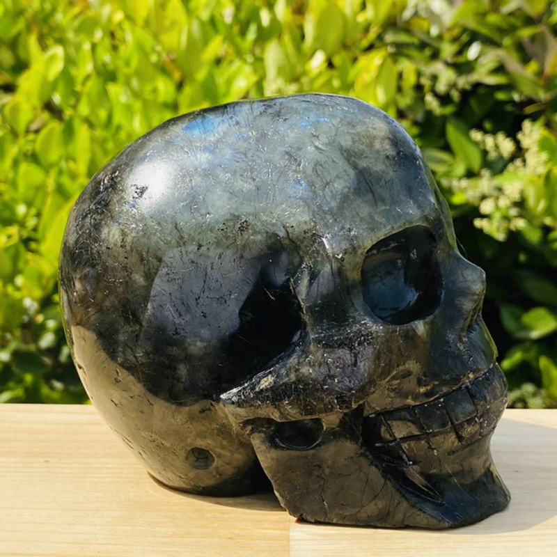 1312g Natural Beantiful Fluorite Quartz Skull Hand Carved Crystal Healing Skull
