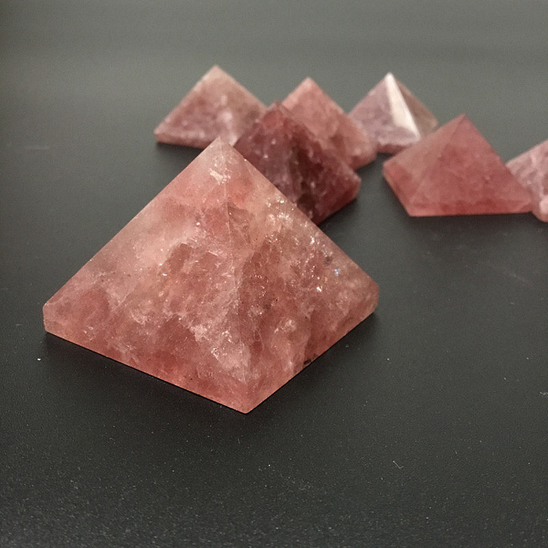 Natural Strawberry Quartz Gemstone Crystal Energy Reiki Mineral Tower Pyramid