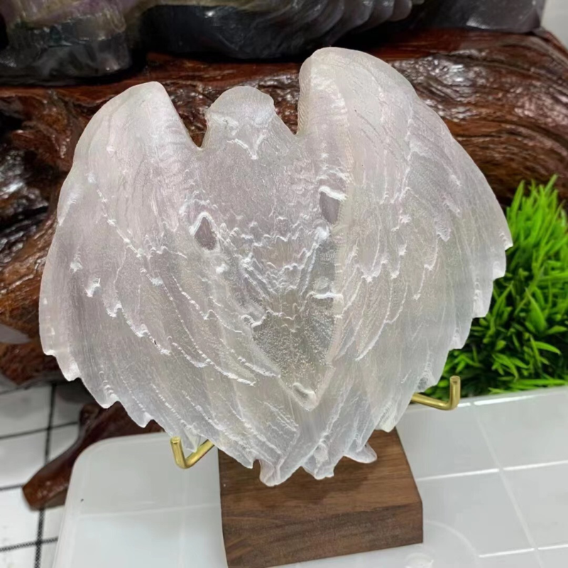 1PC gypsum eagle skull quartz crystal carved skull Reiki healing gem  decor