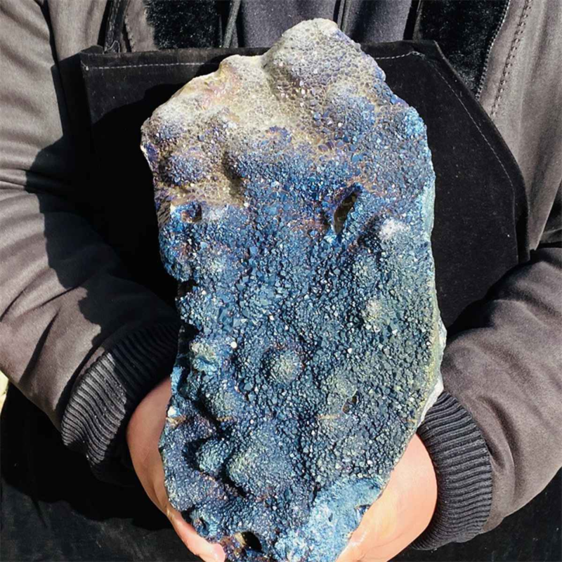 5650g Color Flame Aura Electroplate Agate Quartz Crystal Cluster Specimen