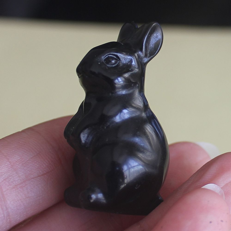 Carved gemstone crystal rabbit bunny figurine animal carving home decor 1.5''