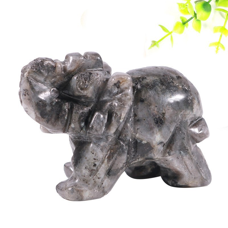 Natural Quartz Baby Elephant Stone Crystal Healing Carved Gemstone Animal Decor